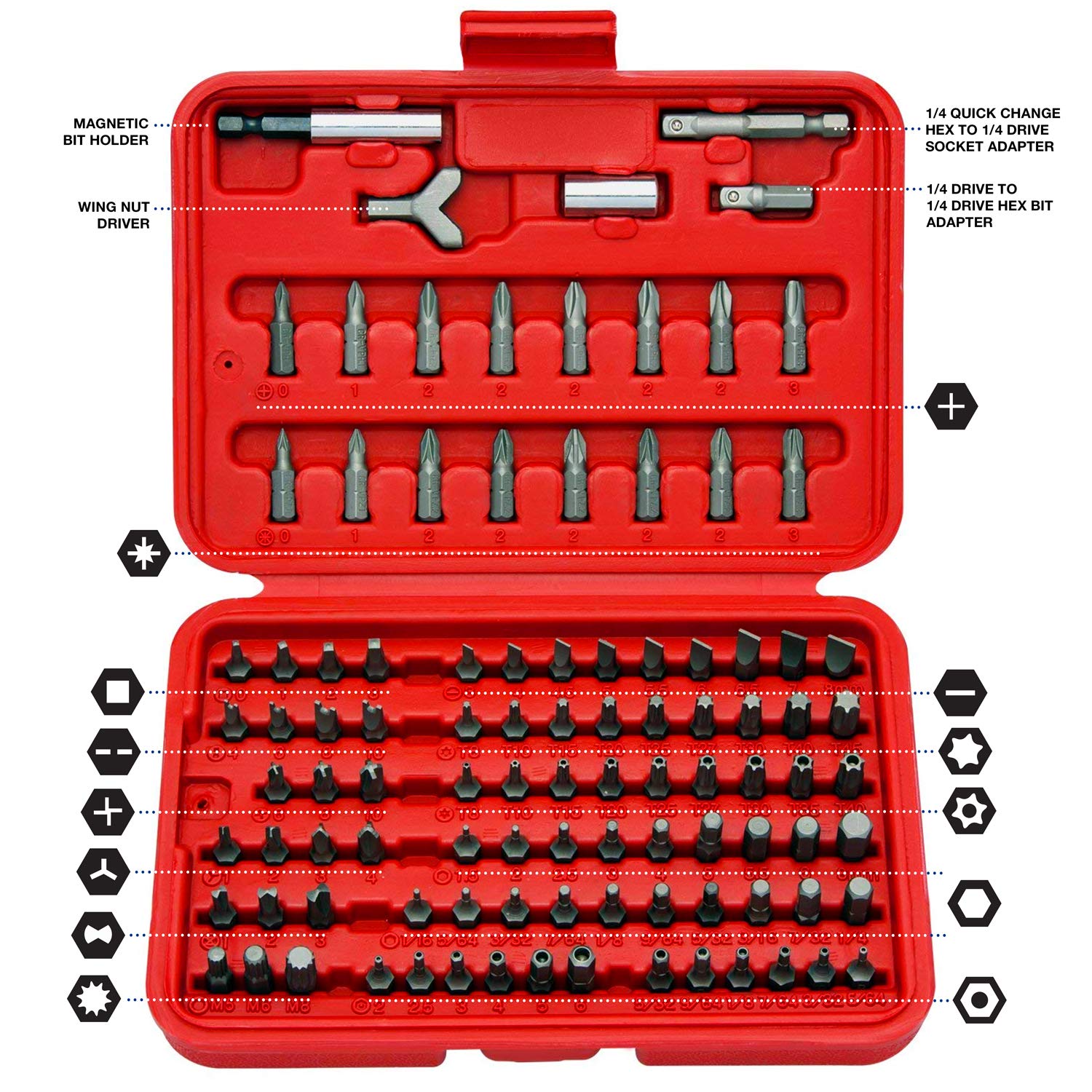 Wing Bit Set Mua NEIKO 10048A Security Bit Set 100-Piece Set Cr-V Steel 1/4-inch ...