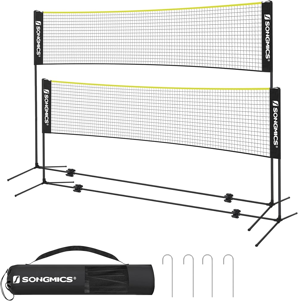 SONGMICS 4M Badminton Net Volleyball Net Adjustable Height Portable SYQ400B02