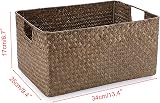 IGNPION Seagrass Storage Box Open Basket Rectangular Woven Laundry Organizer view 7