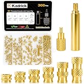 KADRICK 300PCS M3 Heat Set Inserts Kit,M3*(3mm-10mm)*4.5mm with Insert Tip | M3 Threaded Inserts for Plastic,M3 Brass Inserts for 3D Pringting
