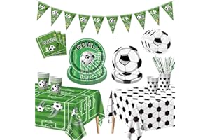 Soccer Party Decorations for 20 Guests, Includes Soccer Banner, Dinner Plates, Dessert Plates, Napkins, Cups, Tablecloth for 