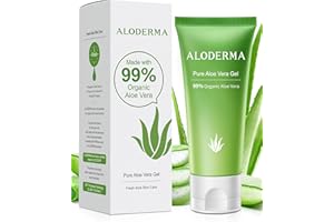 Aloderma 99% Organic Aloe Vera Gel for Face Made within 12 Hours of Harvest, Natural Hydrating Pure Aloe Vera Gel for Soothin