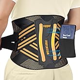 JIUFENTIAN Copper Back Brace for Lower Back Pain with Composite Support Technology for Herniated Disc, Sciatica & Recovery - AirFlow Knit 3.0 for Enhanced Durability and Breathability(Large)