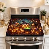 Halloween Stove Top Cover for Electric Stove 28.3 x 20.5 inch, Black Cat Witch Pumpkin Decorative Stove Counter Mat, Kitchen Countertop Protector Pad for Fall Kitchen Decor