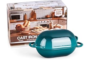 2-In-1 Enamel Loaf Pan with Lid, HaSteeL Small 2.8 QT Cast Iron Dutch Oven for Homemade Bread Sourdough Cake Meatloaf Baking,