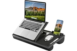 LAPGEAR Ergo Pro Lap Desk with 20 Adjustable Angles, Mouse Pad, and Phone Holder - Black - Fits up to 15.6 Inch Laptops and Most Tablets - Style No. 49408