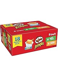 Pringles Snack Stacks Potato Crisps Chips, Flavored Variety Pack, Original, Cheddar Cheese, and Sour Cream and Onion, 18 Count
