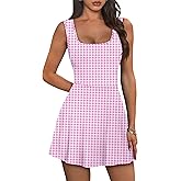 NIASHOT Women's Athletic Dress Mini U Neck Sleeveless Built in Shorts with Pockets Tennis Golf Graduation