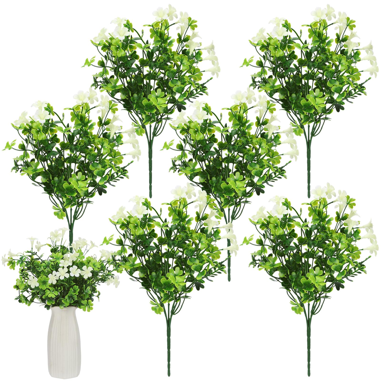 Photo 1 of 6 Bunch St Patricks Day Decoration Artificial Shamrock Plant Shamrock Pick Faux Flower Stem Irish Clover plastic Floral Fake Green Leaf Realistic Flower Arrangement DIY Vase Home Table Decor(Elegant)