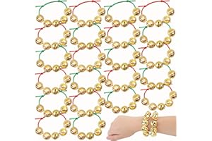 Cooraby 24 Pack Christmas Jingle Bell Bracelets Adjustable Christmas Gift Bracelets with Metal Jingles for Holiday Party Favors