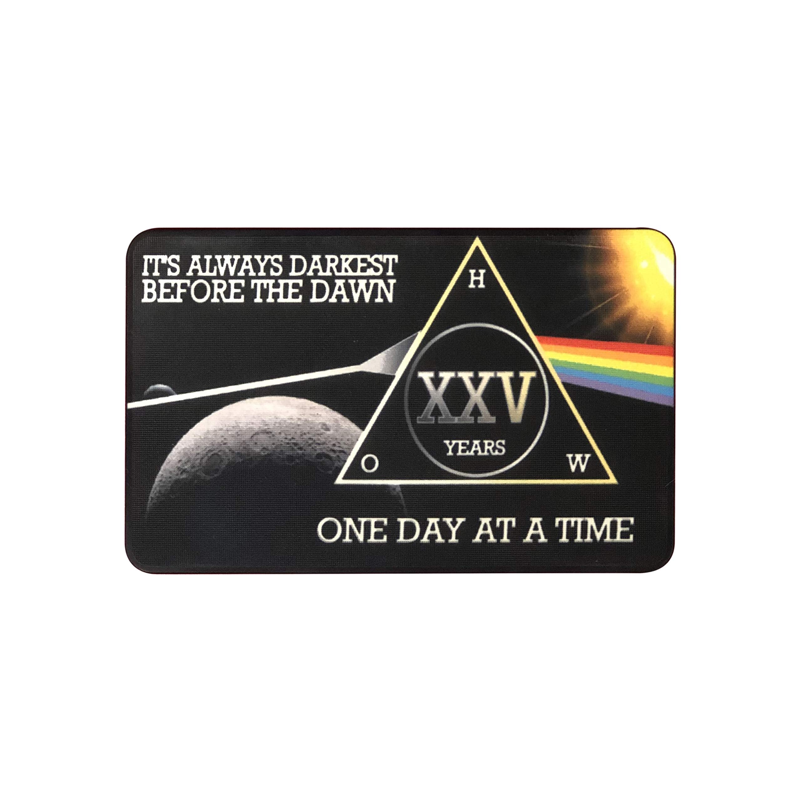 MyRecoveryStore Dark Moon One Day at A Time AA Sobriety Chip Includes 7th Step Prayer (Years 1-50 Offered) Square Recovery Chip (Year 25) — image 1