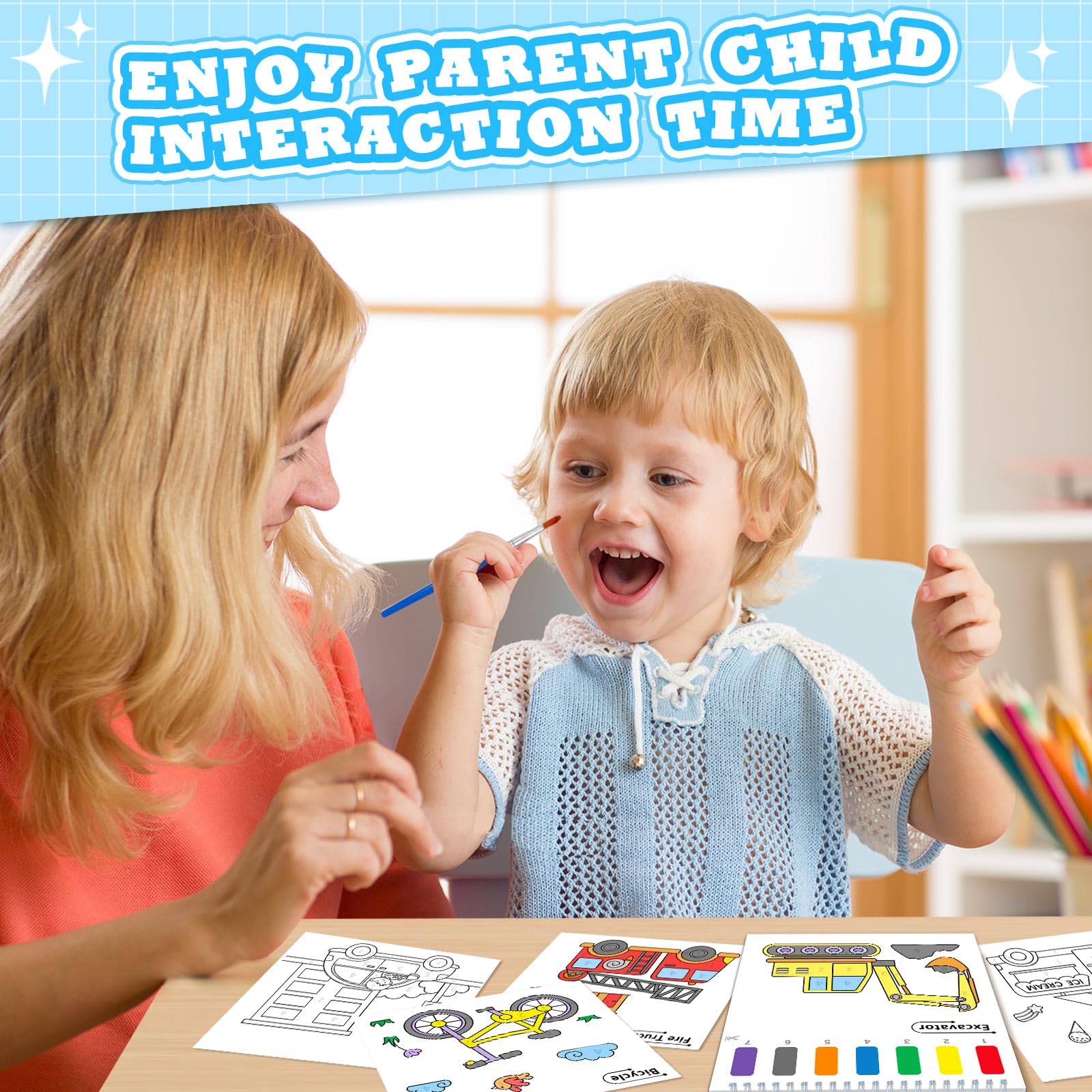 SOCOLER Paint with Water Coloring Books for Toddlers, Traffic Theme Mess Free Watercolor Painting Papers for Kids Water Color Paint Kit Art Craft Birthday Gift for Ages 1-3, 4-8