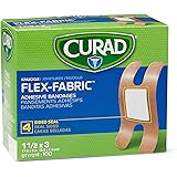 Curad Fabric Adhesive Knuckle Bandages, Finger Bandages for Knuckles (Pack of 100), Natural