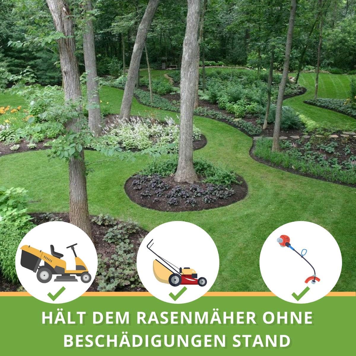 MonsterShop - Bordatura Per Aiuole Bordo Prato Da Giardino Palizzata Flessibile Fino A 70 In Gomma Resistente Agli Uv Pezzi Da 12m Grigio 28 Pezzi 66386614