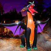 SEASONBLOW 12FT Halloween Inflatable Fire & Ice Dragon Outdoor Decoration | Halloween Decorations Blow Up Dragon with Wings Built-in Lights for Halloween Holiday Party Indoor Outdoor Yard Garden Lawn