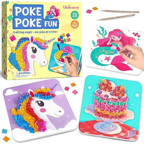 Arts and Crafts for Kids-Poke in Art Kits, 6 Designed Educational Insights Tufting Kits, Create Mess Free Activity, DIY Sensory Activity Set for Toddlers, Fun Kids Craft Gift for Girls Boys Ages 4-8