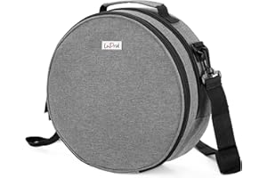 LoDrid Embroidery Bag, Double-Layer Round Embroidery Project Storage Bag for Storing Embroidery Kits and Cross Stitch Kits, with Handles and Shoulder Strap, Gray, Bag Only