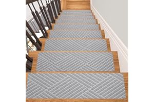 8" X 30" (15-Pack) Non-Slip Stair Treads for Wooden Steps, Anti Slip Indoor Stair Runners Rugs Pad for Elders Kids and Pets, 