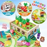 KMTJT Toddler Montessori Wooden Farm Toys 1 2 3 Year Old Learning view 2