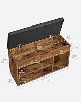 VASAGLE Shoe Bench with Cushion Rustic Brown LHS30BX view 3