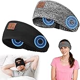 BULYPAZY 2PACK Sleeping Headphones, Headband Headphones, Bluetooth Headband with Thin Speakers, Wireless Earphones for Sports, Running, Workouts, Yoga, Air Travel, Meditation, Gift - Black&Gray