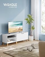 VASAGLE TV Unit 140 cm White for up to 65 inch TVs with 2 Doors view 2