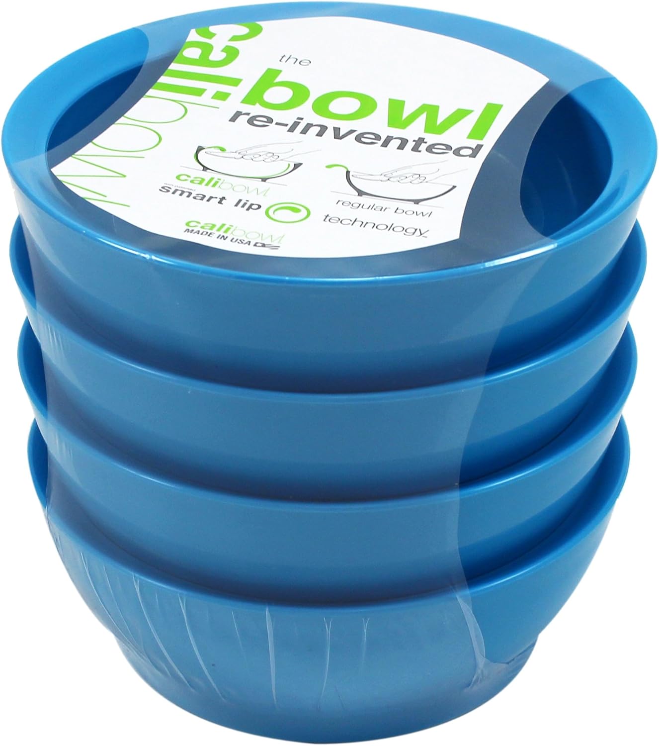 CaliBowl NonSpill 28Ounce Low Profile Bowl with NonSlip Base, Set of