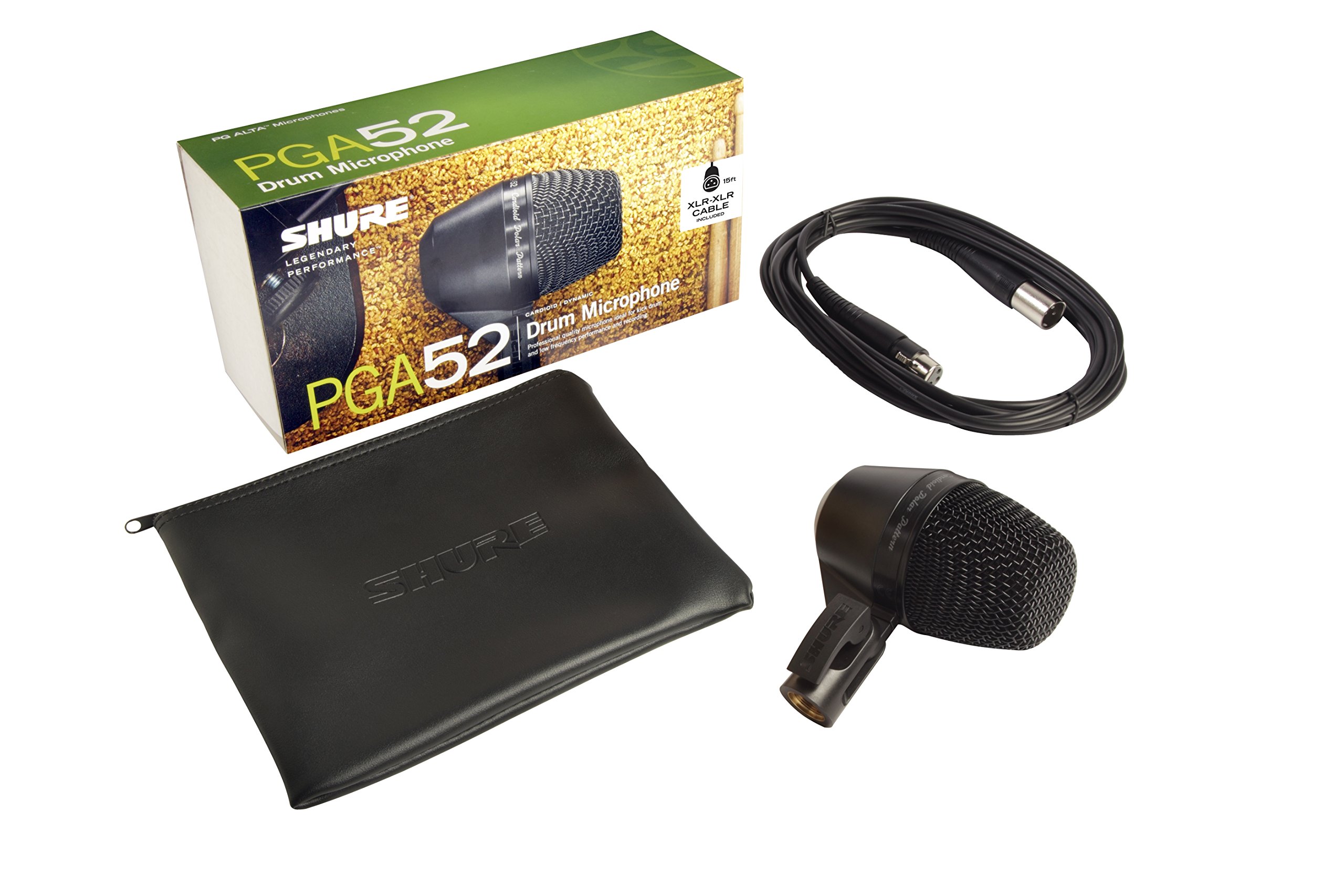 Shure PGA52 Dynamic Microphone - with Cardioid Pick-up Pattern, Swivel-Mount Dynamic Kick-Drum Microphone (PGA52-XLR)
