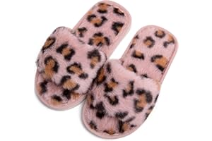 techcity Boys Girls Fuzzy House Slippers Cute Comfy Faux Fur Slip On Fluffy Plush Open Toe Home Slides for Kids Indoor Outdoor Warm Shoes
