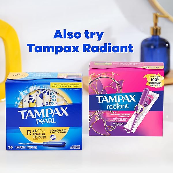 TAMPAX PEARL PLASTIC TAMPONS, MUTLIPACK, LIGHT/REGULAR/SUPER ABSORBENCY, UNSCENTED, 50 COUNT (PACKAGING MAY VARY)