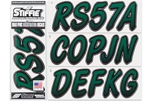 STIFFIE Whipline Racing Green/Black 3" Boat & PWC Registration Decals • Numbers Letters Stickers