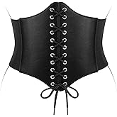 JASGOOD Women Wide Corset Belt Lace-up Elastic Belt Tied Waspie Waist Belt for Halloween Costume