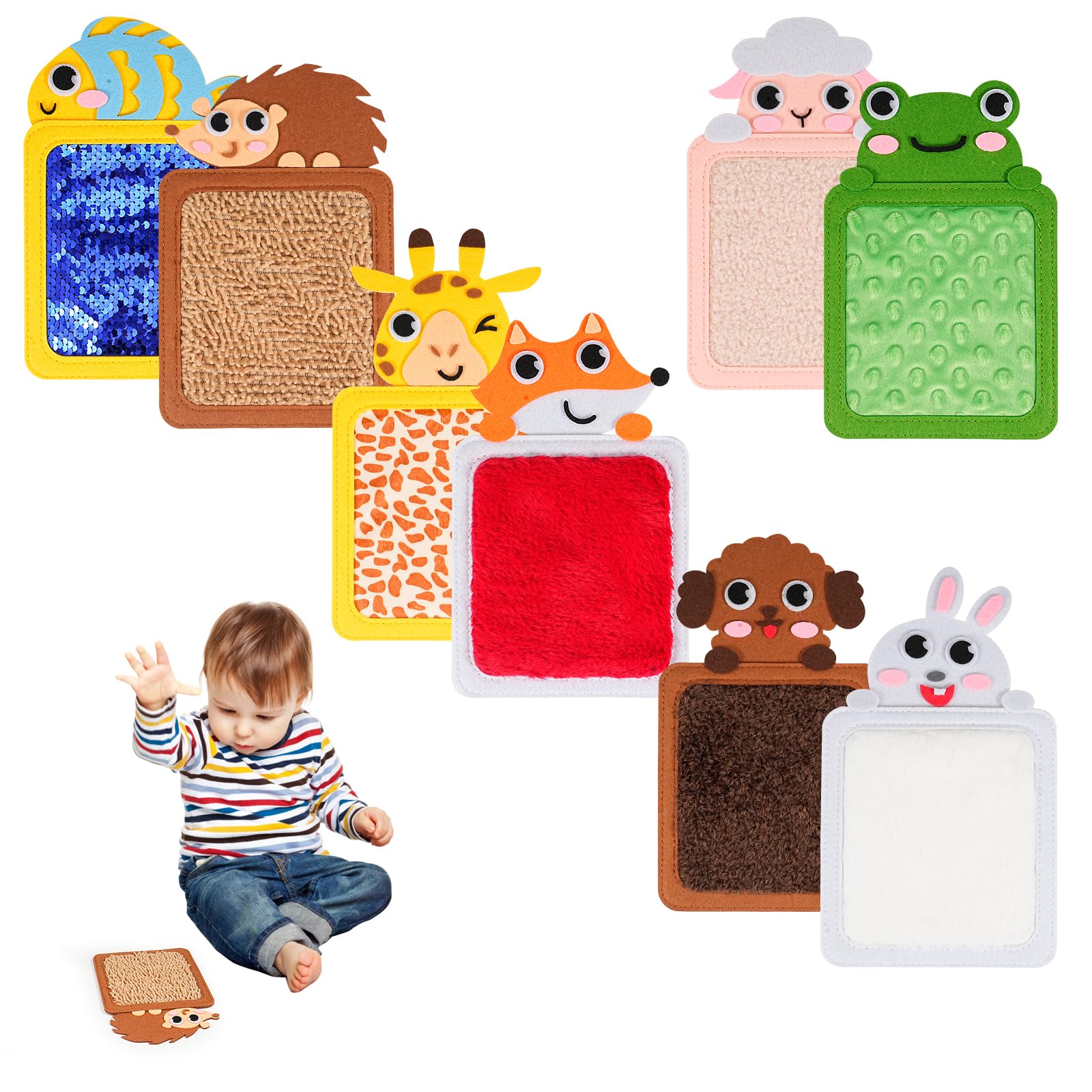 8Pcs Sensory Mats for Kids - Educational Animals Sensory Pads Fidget Toys for Kid Toddler Baby, Autism Sensory Tiles Wall Panel Disorder Toys for Tactile Play/Anxiety Relief, Playful Learning Gift — image 1