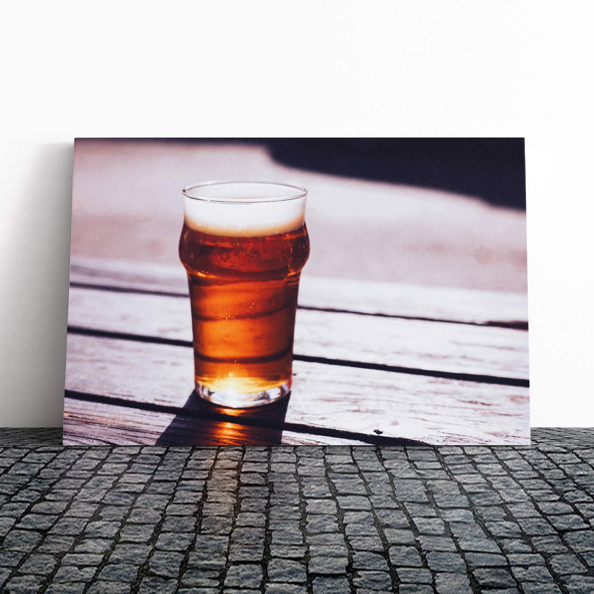 Pint of Beer Pub Canvas Print | Gallery Wrapped 30mm Frame Wall Art | 20x14 inches | Ready to Hang | Modern Still Life Picture | Living Room Bedroom Lounge Office