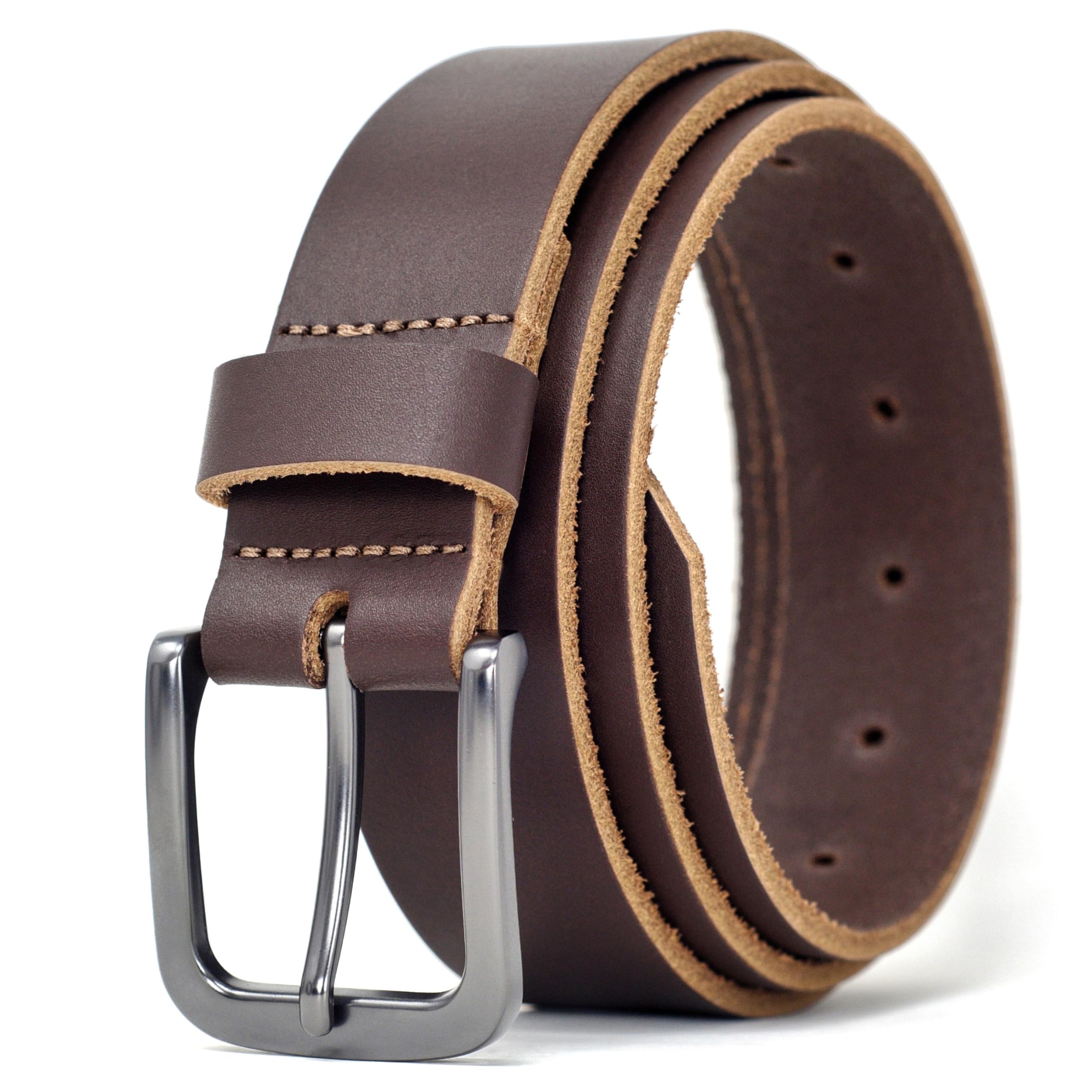 Ashford Ridge Men’s 35mm Full Grain Leather Belt – Classic Casual & Formal Belt with Matte Buckle – Made in England - Brown 3XL — image 1