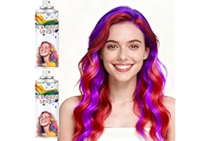 YABACADO 2 Pack hair spray temporary for Girls Women,Washable Hair Dye Spray Non-Sticky Halloween Cosplay Party Crazy Hair Day Hair Coloring Wax (Fiery Red&Purple)