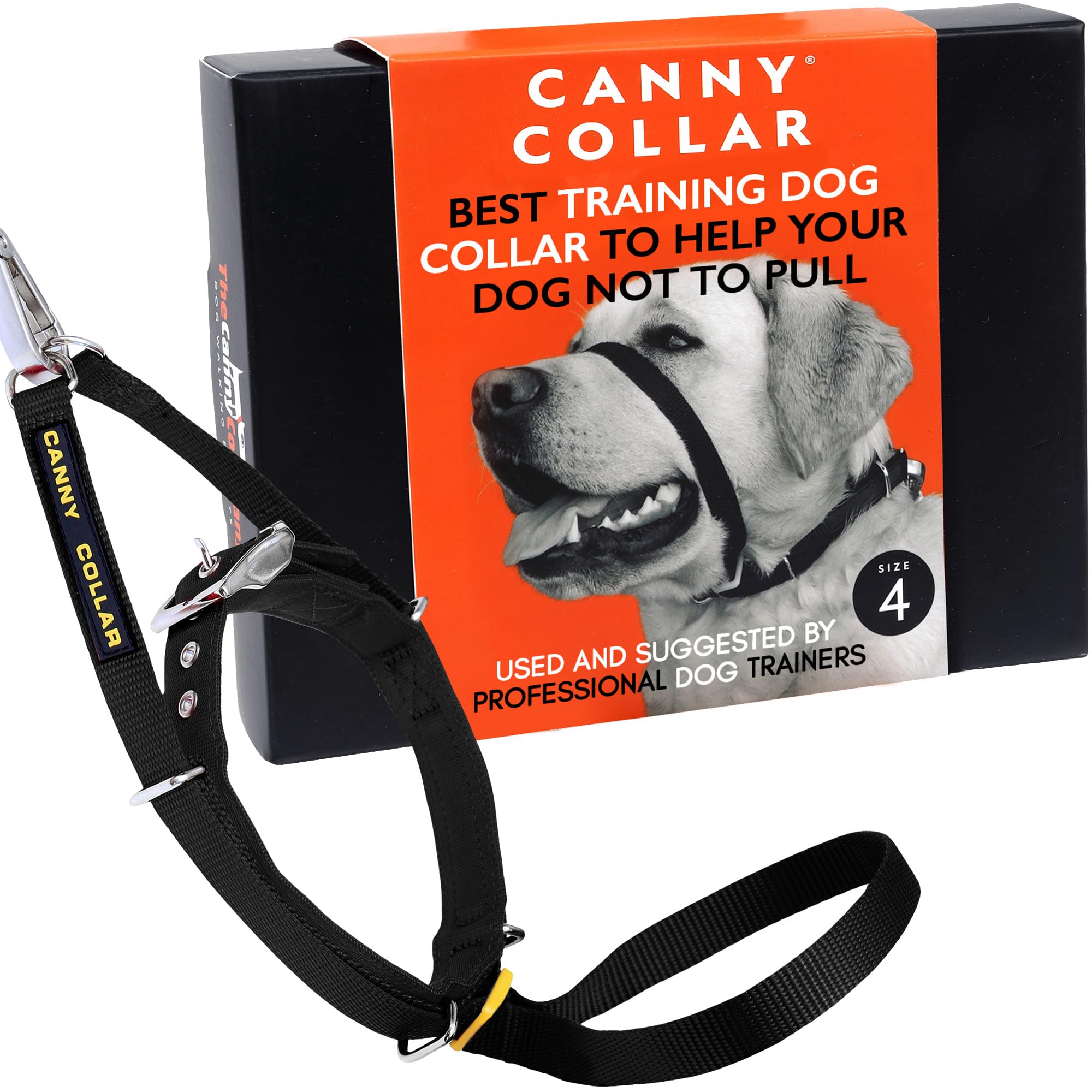 Canny Collar No-Pull Dog Headcollar | Train Your Dog To Stop Pulling & Walk On a Regular Collar & Loose Lead | Kind, Safe, Comfortable Training Aid | Black – Size 4 — image 1