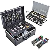 Yueieoun Professional Barber Case - Portable Barber Tool Case Hair Clipper Organizer with Combo Locks, Detachable Trays for Clippers, Shears, Razors, Trimmers - Secure Storage for Barbershop or Travel