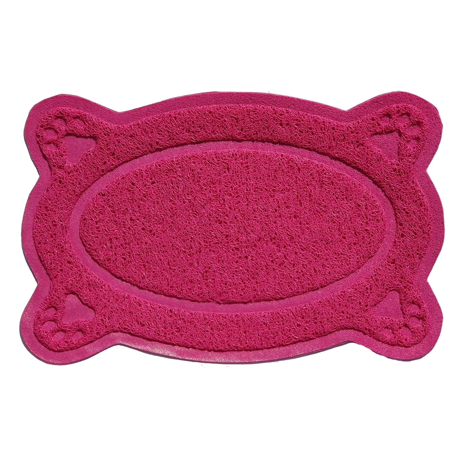 Paw Shaped Cat Puppy Doggy Litter Mat PVC Eco-friendly Pet Feeding Durable Non-slip & Waterproof Mat In Various Shaped (PINK, OVAL PAW)