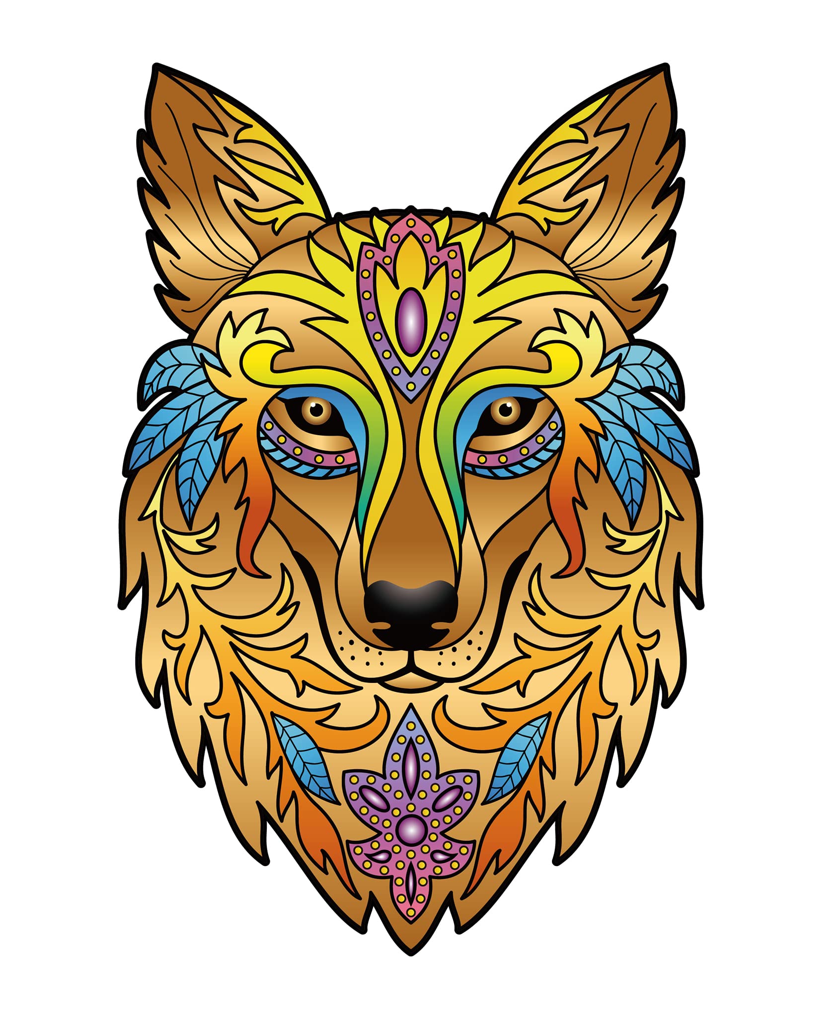 Logica Puzzles Art. The Wolf - Mandala Puzzles - Wooden Puzzle - Innovative Shapes Puzzle - 10,3 x 15,7 inches - 148 pc