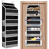SpaceHacks 1 Pack Over The Door Organizer, Hanging Storage Organizer with Clear Window, 40lb Ultra Sturdy Large Capacity Room Organizer for Pantry Laundry Bathroom Nursery Closet (Black)