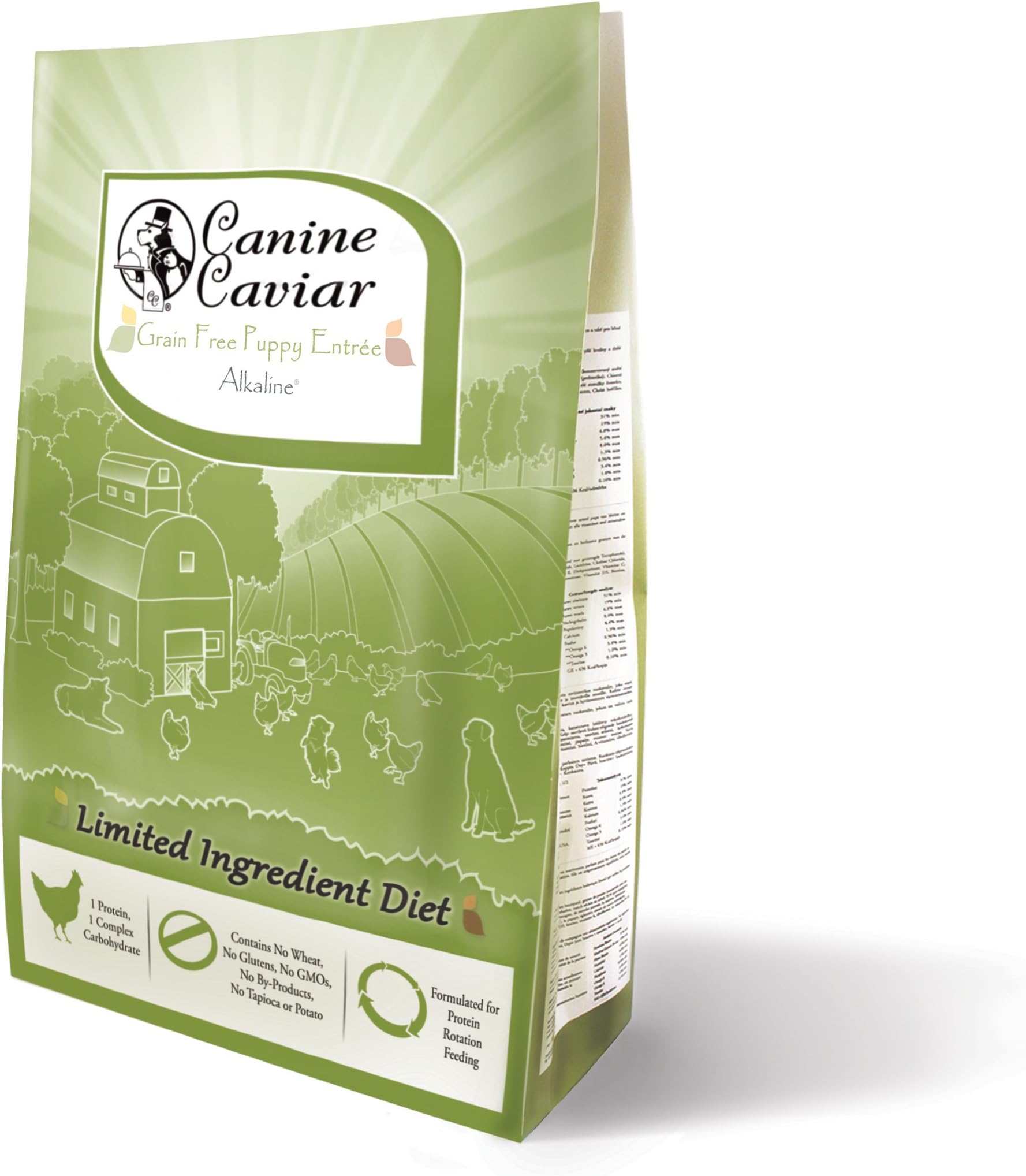 Canine Caviar Grain Free Puppy Limited Ingredient Alkaline Holistic Entrée Dog Food – Chicken and Split Pea, 4.4 lb