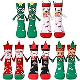 scenicamp Funny Christmas Socks, 5 Pairs Magnetic Hand Holding Socks Novelty Funny Christmas Stocking Xmas Secret Santa Gag Gifts for Women Men