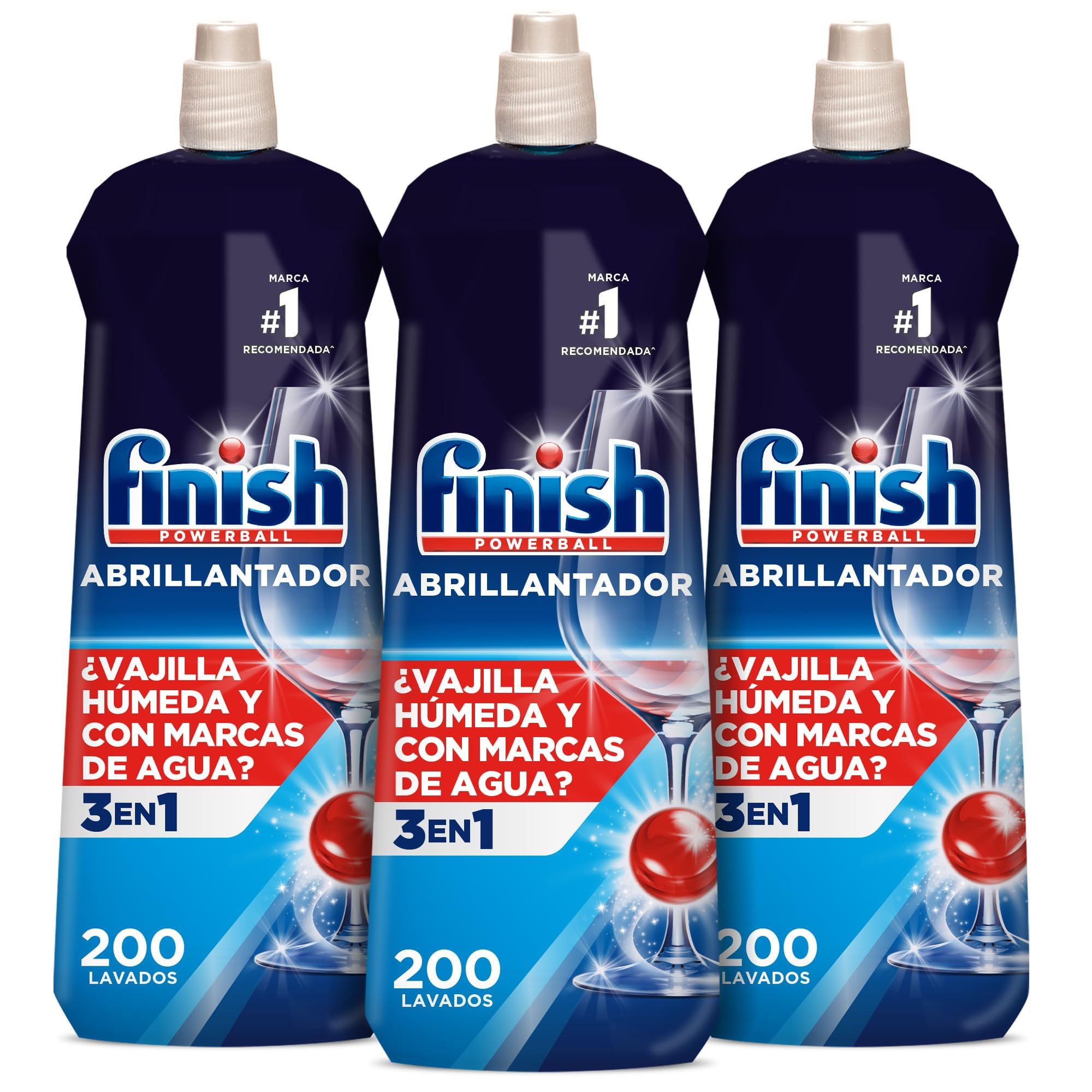 Finish Dishwasher Polisher, Dry, Glossy and No Marks - 3 x 800 ml - Total 600 Washes
