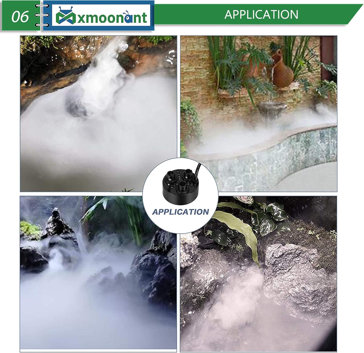 Mxmoonant 3 Head Ultrasonic Mist Maker Fogger Plastic Atomizer Air Humidifier 1500mL/H with 6 Spare Atomization Discs for Water Fountain Pond Aquarium Rockery Sink: Home & Kitchen