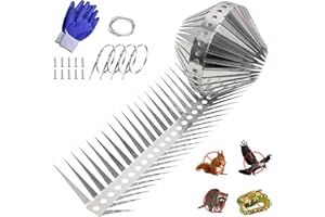 Deecam Bird Spikes, 80in Stainless Steel Raccoons Squirrel Baffle Spikes Deterrent, Keep Pigeons, Snakes, cat Away from Window/Garden/Fences/Eaves/Porch, Protect Bird feeders Pole