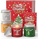 NORVENCE Christmas Candles, Scented Candle Gift Set of 4, Holiday Candles for Women and Men, Perfect Christmas Gifts for Women (Cinnamon, Pine, Vanilla, Jasmine, 14.4 oz)