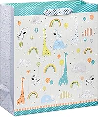 Papyrus 18" Jumbo Gift Bag - Designed by House of Turnowsky (Zoo Animals with Balloons) for Baby Showers, Baby Sprinkles, New