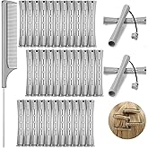 WILLBOND 36 Pcs Perm Rods, Gray, 0.59 Inch | Cold Wave Hair Rollers with Rat Tail Comb, Clips, For Long Short Hair, Reusable Curl Rods for Salon Home Perming