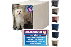 Pet Dreams Dog Crate Cover - Breathable Fabric Kennel Topper for Single-Door Crates, Fits iCrate Dog Cages 18, 24, 30, 36, 42, 48 Inches (Ivory, Small, 24")